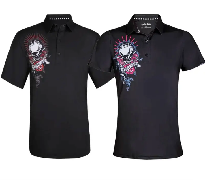 Tattoo Golf: Couple's Matching Bad Lies Golf Shirts - Black