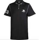 Tattoo Golf: Couple's Matching Lucky 13 Hybrid Zipper Golf Shirts - Black