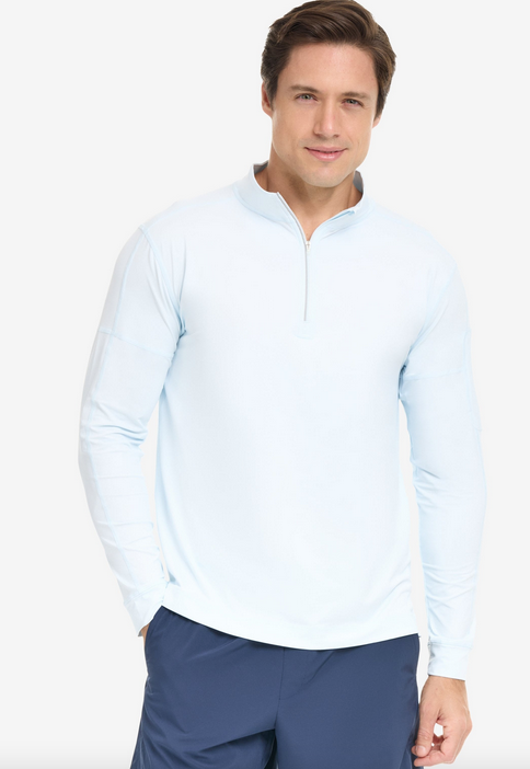 BloqUV: Men's UPF 50 Long Sleeve Mock Zip Top (12001) - Ice Blue