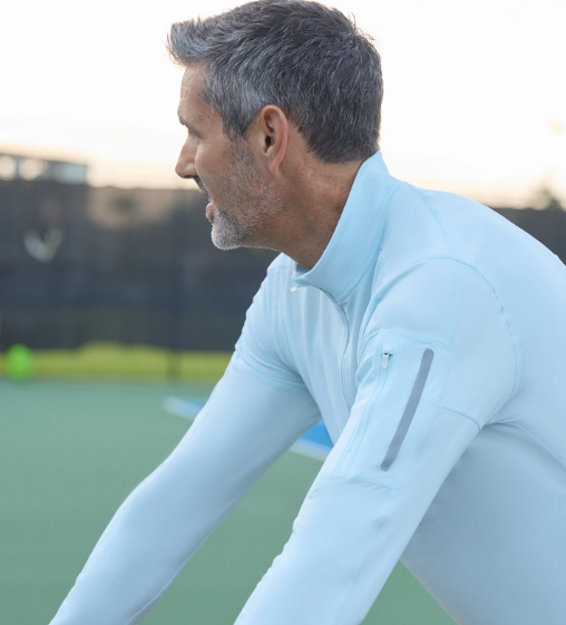 BloqUV: Men's UPF 50 Long Sleeve Mock Zip Top (12001) - Ice Blue