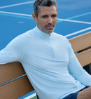 BloqUV: Men's UPF 50 Long Sleeve Mock Zip Top (12001) - Ice Blue