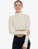 BloqUV: Women's UPF 50 Full Zip Crop Top (4010) - Sand