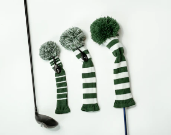 Just 4 Golf: Stripe Headcover Set - Green & White