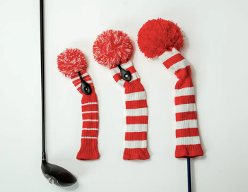 Just 4 Golf: Stripe Headcover Set - Red & White