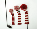 Just 4 Golf: Stripe Headcover Set - Crimson & Cream