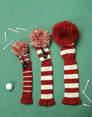Just 4 Golf: Stripe Headcover Set - Crimson & Cream