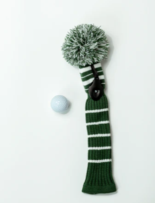 Just 4 Golf: Striped Hybrid Headcover - Green and White