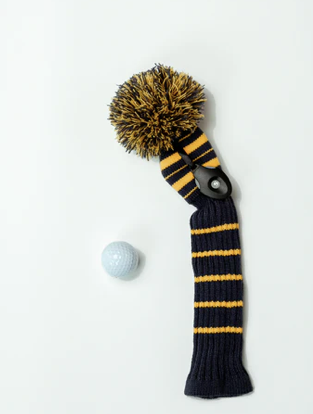 Just 4 Golf: Striped Hybrid Headcover - Navy and Gold