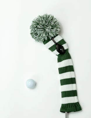 Just 4 Golf: Striped Fairway Headcover - Green and White