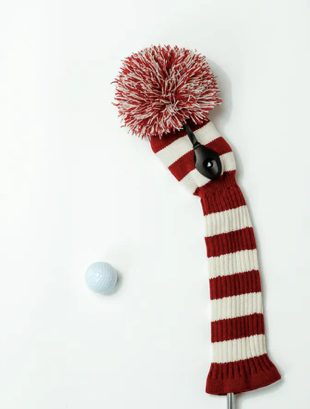 Just 4 Golf: Striped Fairway Headcover - Crimson and Cream