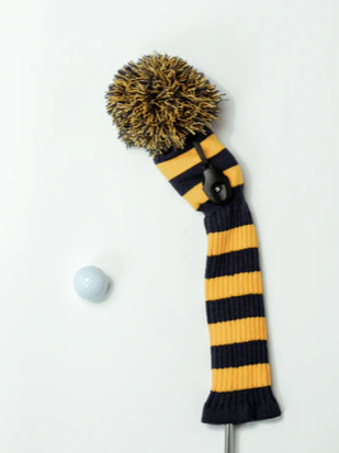 Just 4 Golf: Striped Fairway Headcover - Navy and Gold