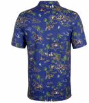 Tattoo Golf: Men's Aloha Cool-Stretch Golf Shirt - Vintage Hawaiian (Ocean Blue)
