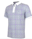 Tattoo Golf: Men's HT Plaid Cool-Stretch Golf Shirt - Purple/Grey