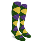 Golf Knickers: Men's Over-The-Calf Argyle Socks - Dark Green/Yellow/Purple