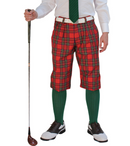 Golf Knickers: Men's Dress Shirt Golf Outfit - Royal Stewart & Green with Striped Green Tie