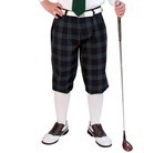 Golf Knickers: Men's Dress Shirt Golf Outfit - Black Watch & White with Solid Green Tie