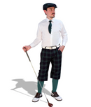 Golf Knickers: Men's Dress Shirt Golf Outfit - Black Watch & Green with Striped Green Tie