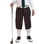 Golf Knickers: Men's Dress Shirt Golf Outfit - Navy Stewart & White with Solid Navy Tie