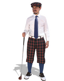 Golf Knickers: Men's Dress Shirt Golf Outfit - Navy Stewart & Patterned Navy with Solid Navy Tie