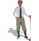 Golf Knickers: Men's Dress Shirt Golf Outfit - Khaki Stewart & Green with Striped Green Tie