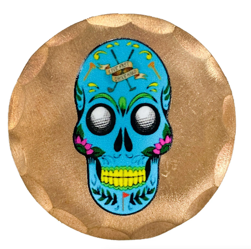 Sunfish: Copper Ball Marker - Sugar Skull Golfer