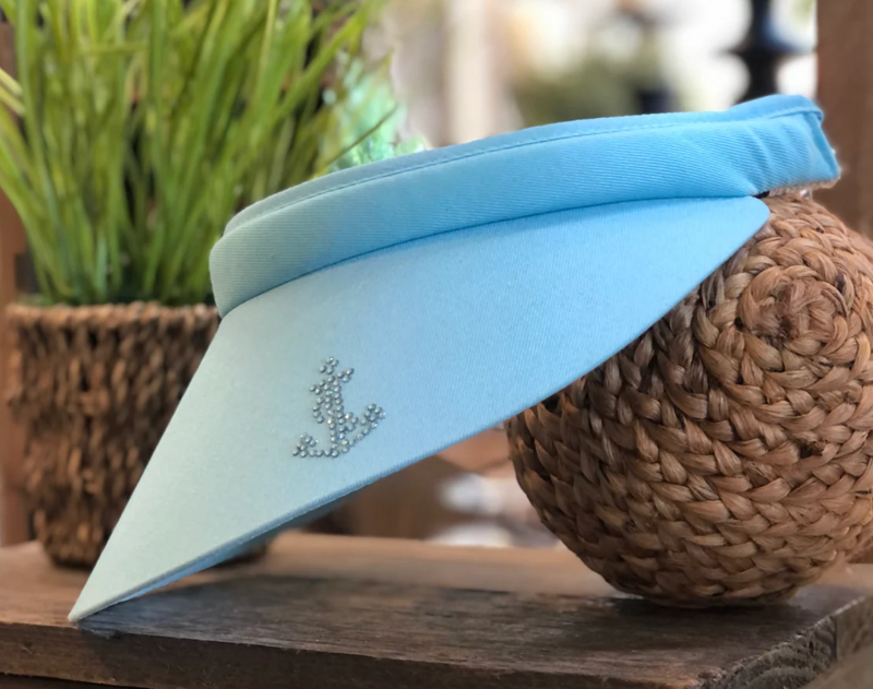 Dolly Mama: Ladies Brigitte Clip On Visor with Crystal Anchor Hats