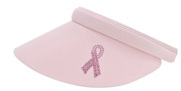 Dolly Mama: Ladies Carol Crystal Pink Ribbon Visor