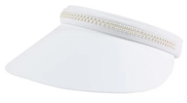 Dolly Mama: Ladies Jackie-O Visor - Pearl Double Row Hats