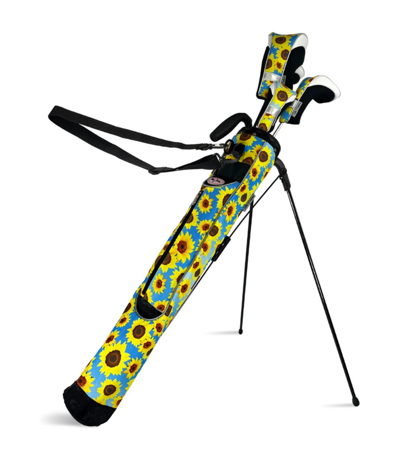 Taboo Fashions: Ladies Designer Sunday Golf Range Bag with Stand - Sultry Sunflowers