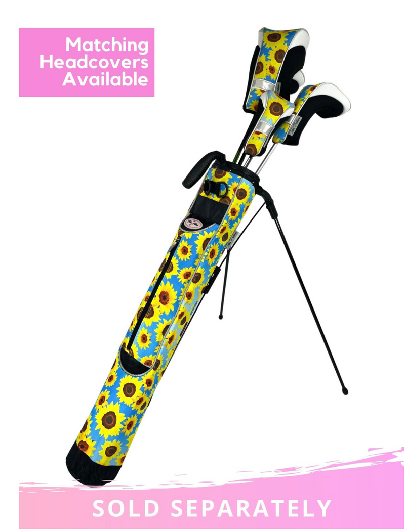 Taboo Fashions: Ladies Designer Sunday Golf Range Bag with Stand - Sultry Sunflowers