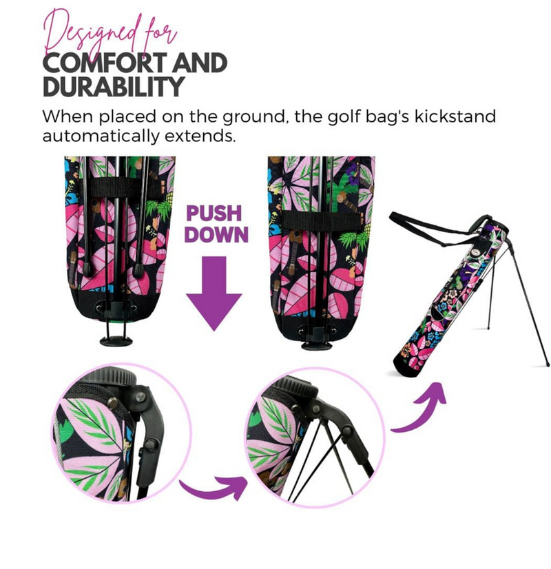 Taboo Fashions: Ladies Designer Sunday Golf Range Bag with Stand - Tropical Paradise