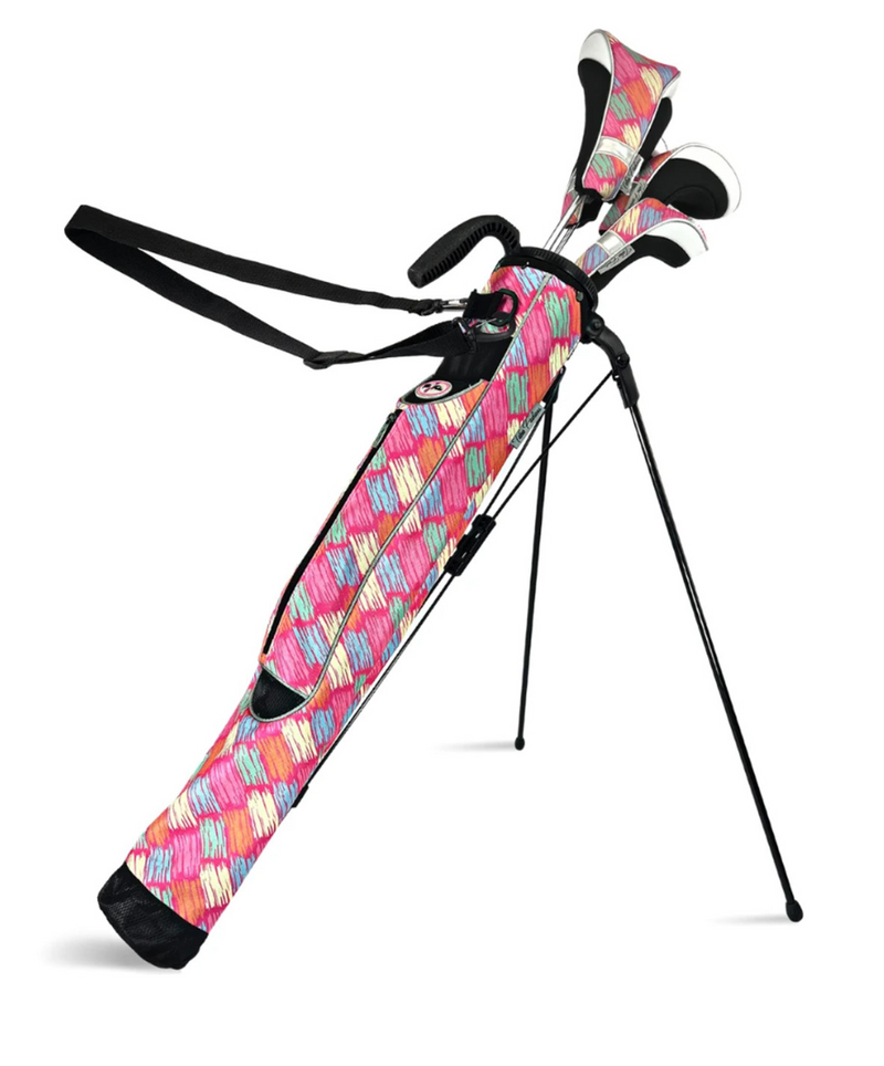 Taboo Fashions: Ladies Designer Sunday Golf Range Bag with Stand - Posh Pink