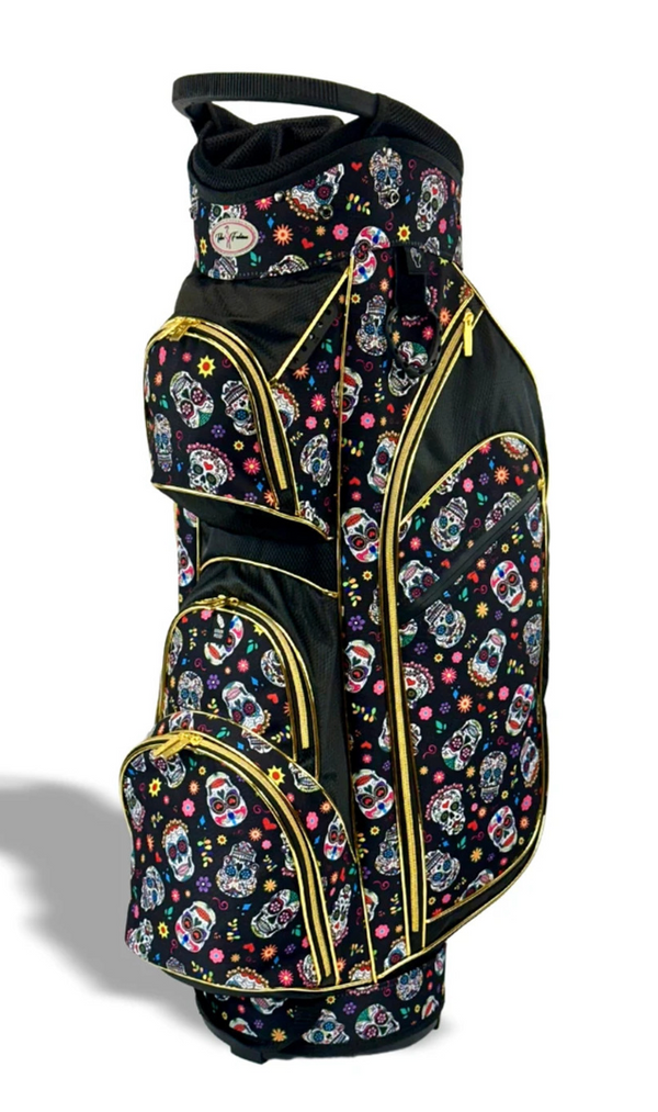 Taboo Fashions: Ladies 14 Way Designer Women's Golf Cart Bag with Cooler - Sugar Skulls