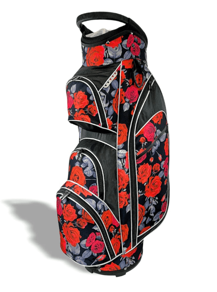 Ladies Red Roses 14 Way Designer Women's Golf Cart Bag with Cooler