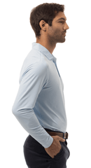 SanSoleil: Men's SoltekIce Mini-Stripe Long Sleeve Polo - 900837MM Clothing