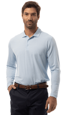 SanSoleil: Men's SoltekIce Mini-Stripe Long Sleeve Polo - 900837MM Clothing
