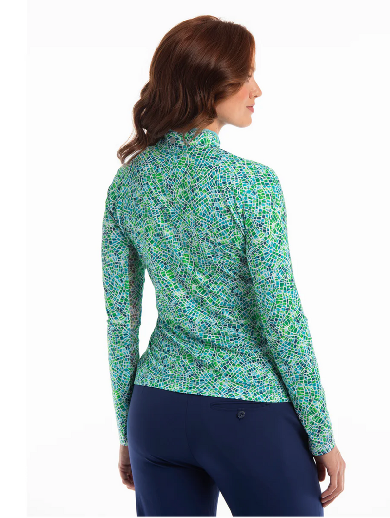 EP NY Golf: Women's Stain Glass Long Sleeve Zip Mock - 5610NPA