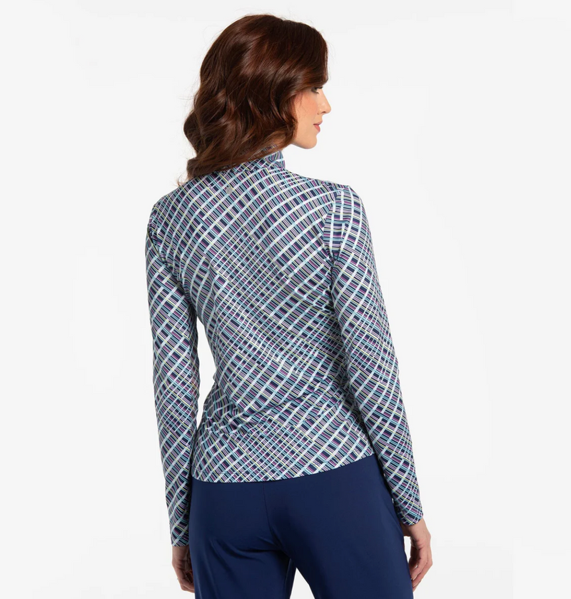 EP NY Golf: Women's Multi Plaid Long Sleeve Zip Mock - 5510NOAX