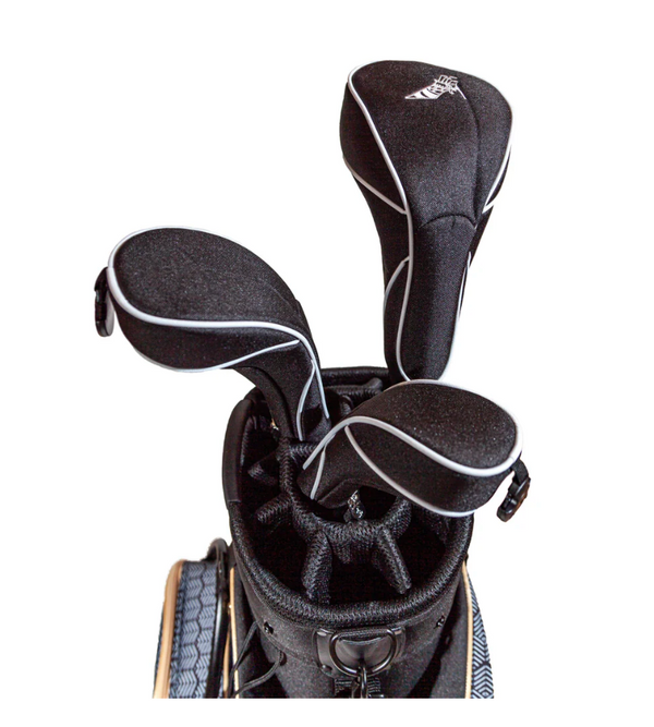 Sassy Caddy: Hybrid Golf Headcover - Black with White Piping