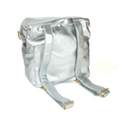 Sassy Caddy: Ladies Back Pack - Metallic Silver Leather