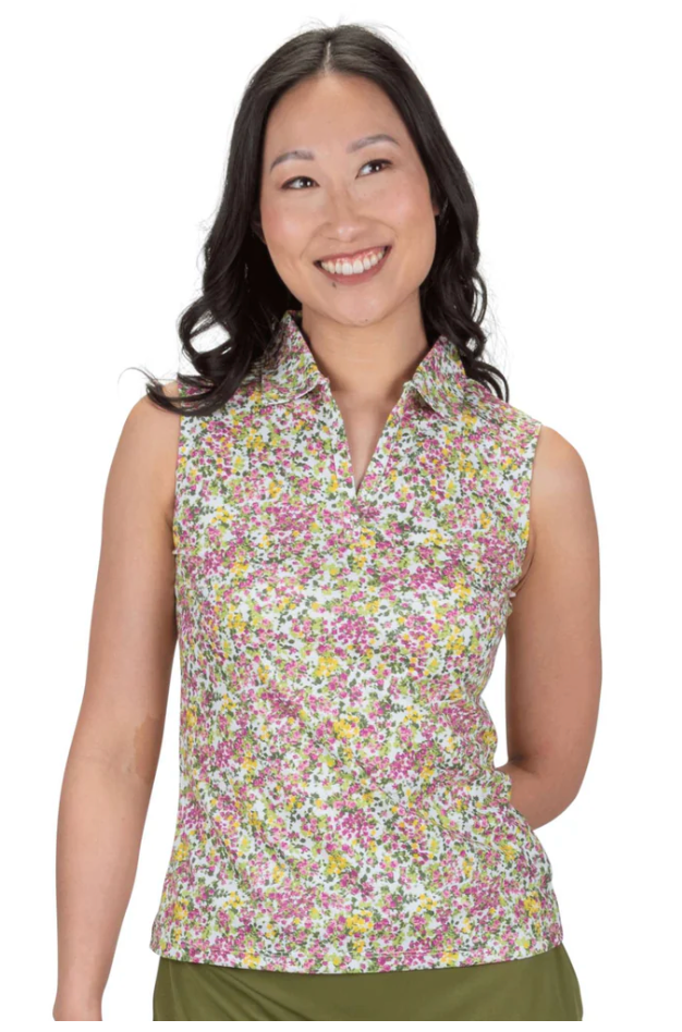 Nancy Lopez Golf: Women's Legacy Sleeveless Polo - Bloom
