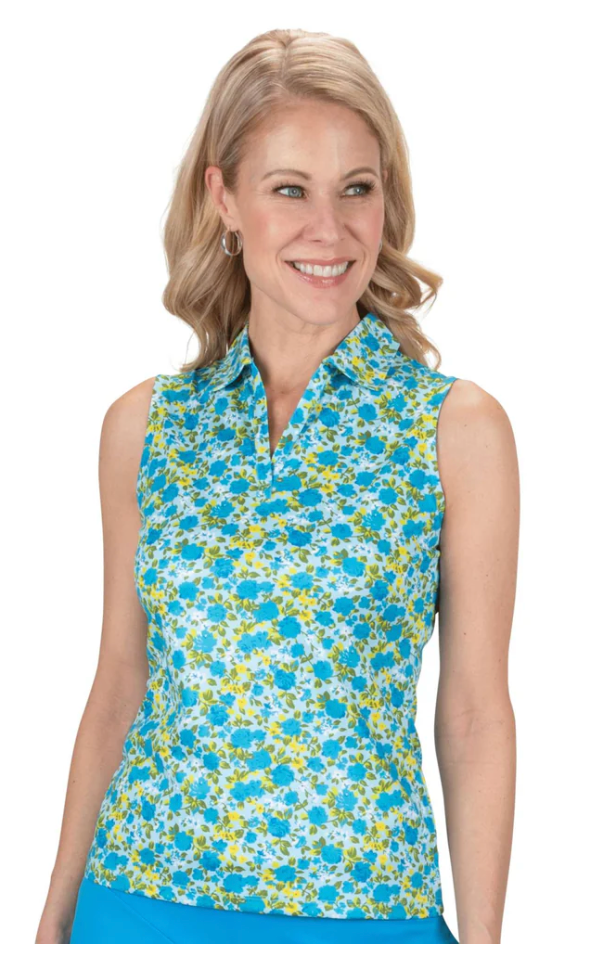 Nancy Lopez Golf: Women's Legacy Sleeveless Polo - Bloom