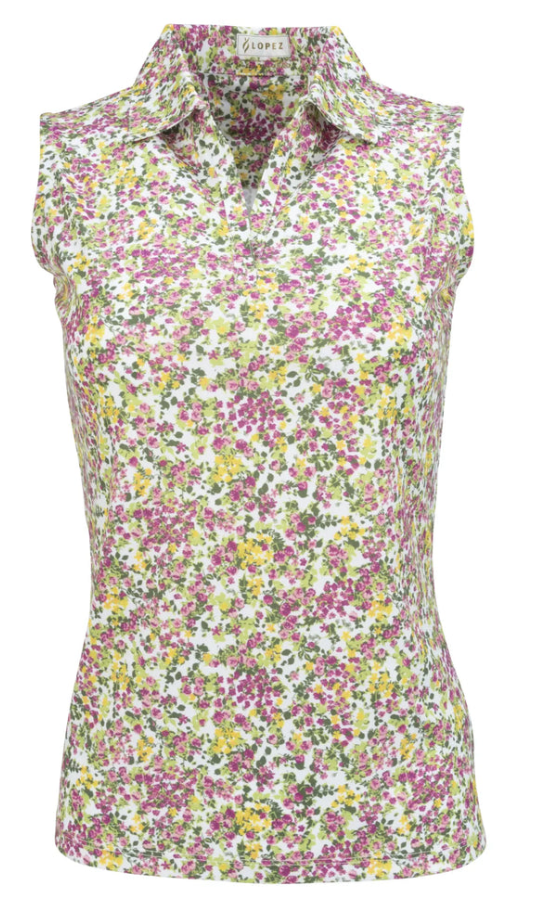 Nancy Lopez Golf: Women's Legacy Sleeveless Polo - Bloom