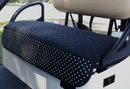 GolfChic Covers: Golf Cart Seat Cover - Black Quilt with B&W Polka Dot Print Trim