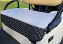 GolfChic Covers: Golf Cart Seat Cover - Silver Grey Quilt with B&W Polka Dot Trim