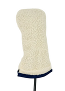 Just 4 Golf: Sherpa Headcover (Set, Driver, Wood, or Hybrid) - Cream with Navy Trim