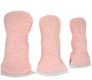 Just 4 Golf: Sherpa Headcover (Set, Driver, Wood, or Hybrid) - Pink with White Trim