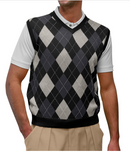 Golf Knickers: Men's Argyle Sweater Vest - Black/Taupe/Charcoal