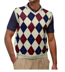 Golf Knickers: Men's Argyle Sweater Vest - Natural/Navy/Maroon