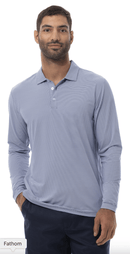 SanSoleil: Men's SoltekIce Mini-Stripe Long Sleeve Polo - 900837MM Clothing